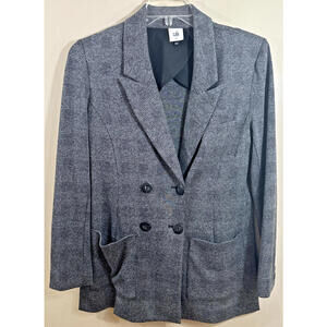 Cabi Medium Black White Marled Double-Breasted Long Sleeve Pockets Tweed Jacket